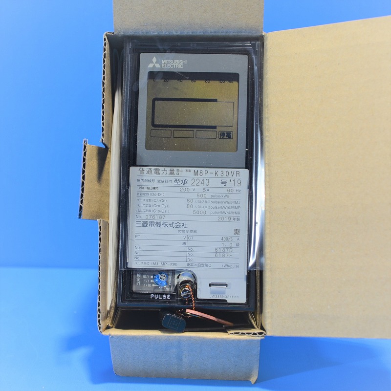 三菱電機　M8P-K30VR　3P3W 200V 5A 60HZ HE(400/5A)；X10N；KEN；CW-15LS　電子式・普通電力量計①6187
