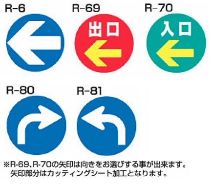 ロードポップサイン用面板　R-6・R-69・R-70・R-80・R-81　上部レギュラー面板　矢印（1枚）