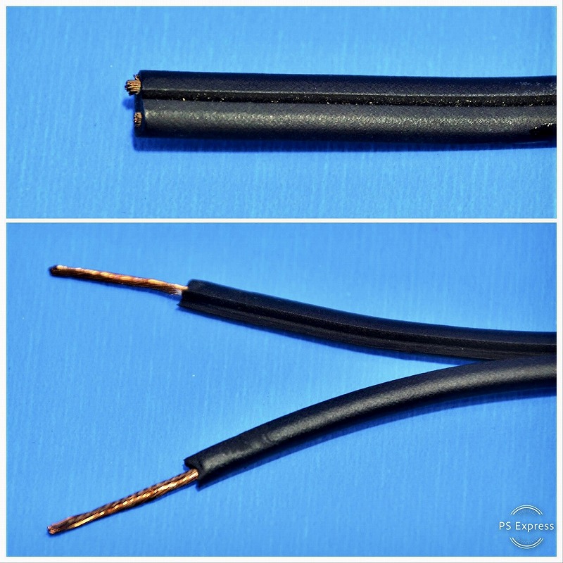 成和電工所　EPT絶縁平形コード（EPPFF）　2 x 0.75m㎡　黒　【１ｍ売り】