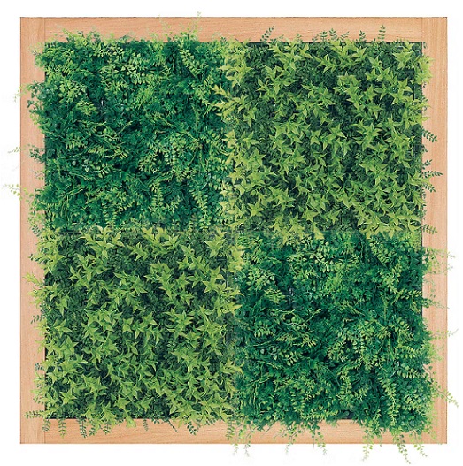 グリーンモード　連接グリーン　GM1828　60角4連　壁面緑化　木目フレーム付き（ナチュラル）
