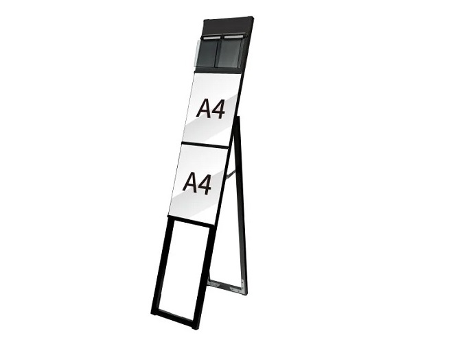 TOKISEI（常盤精工）　BELSK-A4T2K-PC　ブラックイージーリンクスタンド看板　パンフレットケース付タイプ　A4縦2片面