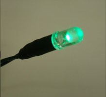 砲弾型LED　φ5mm　DC12V　緑　抵抗接続済　リード線付属