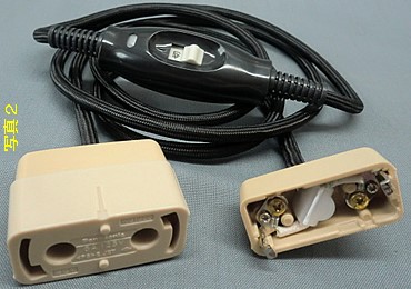 引掛シーリング吊り下げ延長コード・スイッチ付　PEPR-2-B　コード：黒