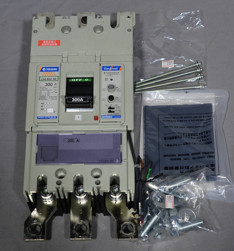 寺崎電気　ZAE400-NF　3P300A　400AF　ノーヒューズブレーカ　Tem Break2　表面型(FC)　漏電警報付配線遮断器　高周波・サージ対応）