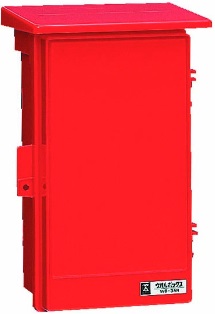 未来工業　WB-3AR　ウオルボックス（プラスチック製防雨ボックス）　赤色　危険シール付　〈屋根付〉 タテ型