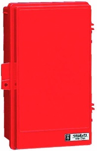 未来工業　WB-3AOR　ウオルボックス（プラスチック製防雨ボックス）　赤色　危険シール付　〈屋根無〉 タテ型
