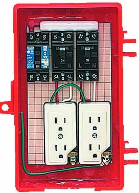 未来工業（MIRAI)　RB-2AT　ELB組込品　（赤色）　屋外電力用仮設ボックス　（漏電しゃ断器・分岐ブレーカー・コンセント内蔵）　受注品