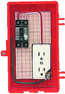 未来工業（MIRAI)　RB-1A　ELB組込品　（赤色）　屋外電力用仮設ボックス　（漏電しゃ断器・分岐ブレーカー・コンセント内蔵）