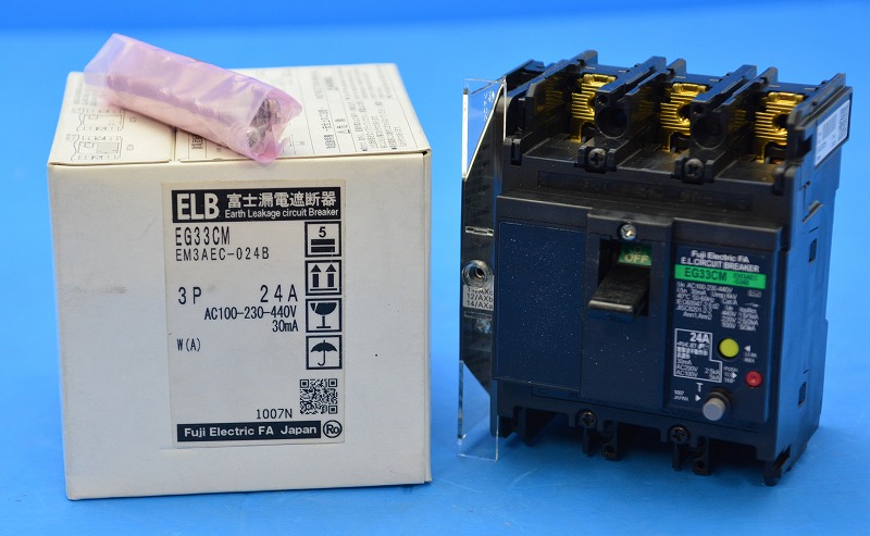 富士電機　EG33CM　3P3E　24A　30mA　AX付　（EM3AEC-024B）漏電ブレーカ　（3）