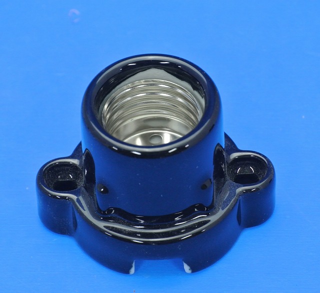 ミツバ電陶　E26耳付レセップ　黒　（磁器製）　6A 300V　MI-E264-B