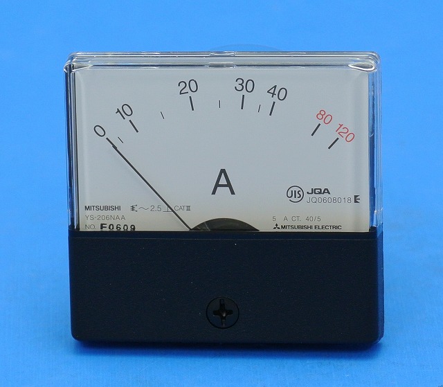 三菱電機　YS-206NAAB　0-40-120A 　40/5A　交流電流計 角形計器